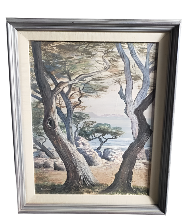 Vintage 1908-1988 Oil on Canvas Picture Painting of Nature Signed by Mario Veglia