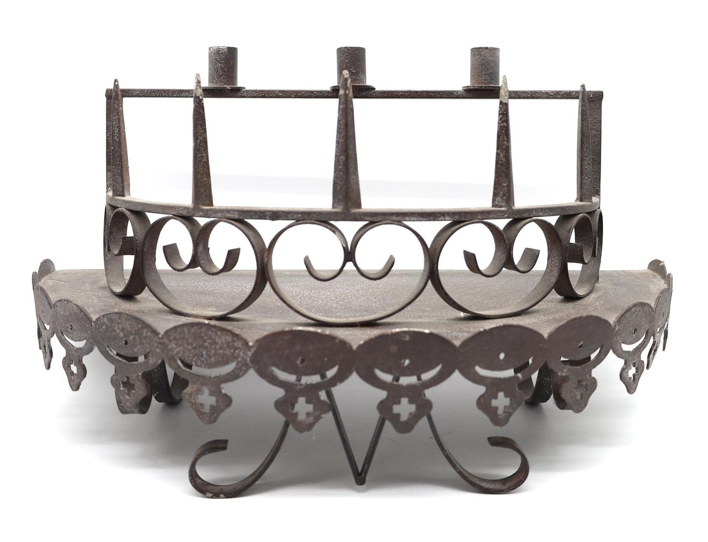 Set of two Antique Gothic Wrought iron Candle Wall Shelf or Sconce