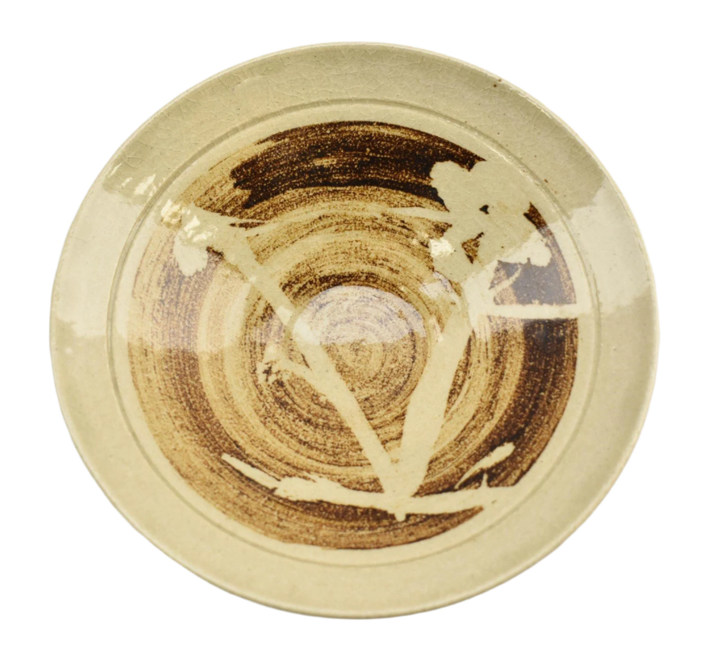 Crackle glaze pottery dinner plate - Signed