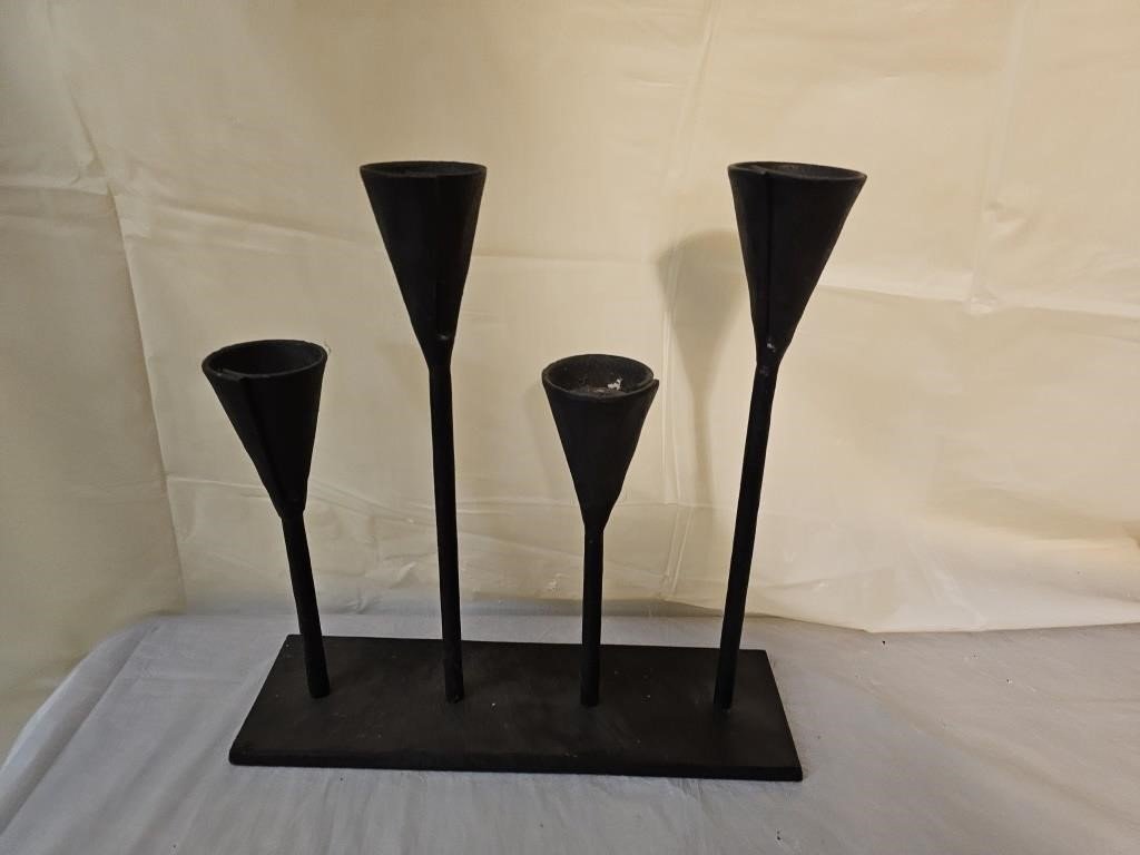 Brutalist Hammered iron Candle Holder