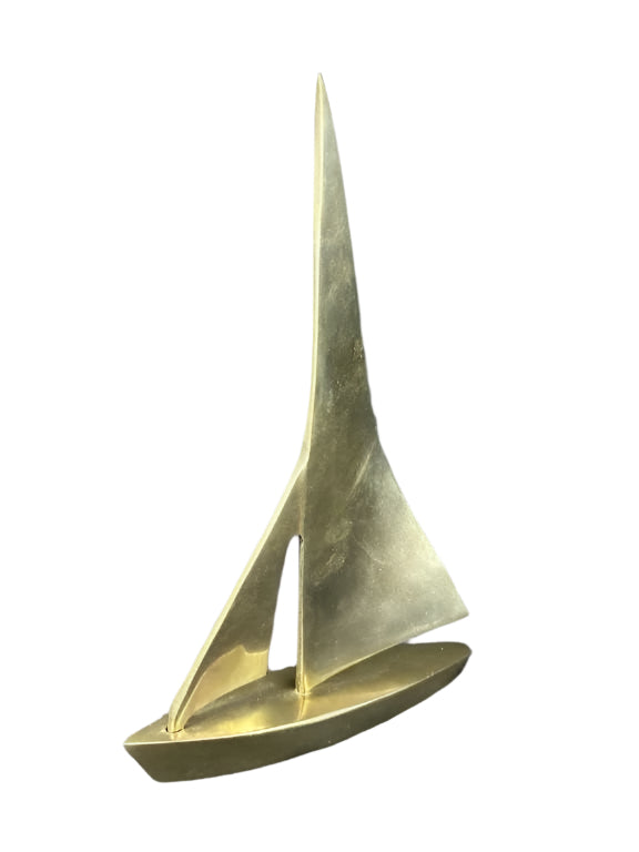 Vintage Paper Weight Brass Metal Sailboat