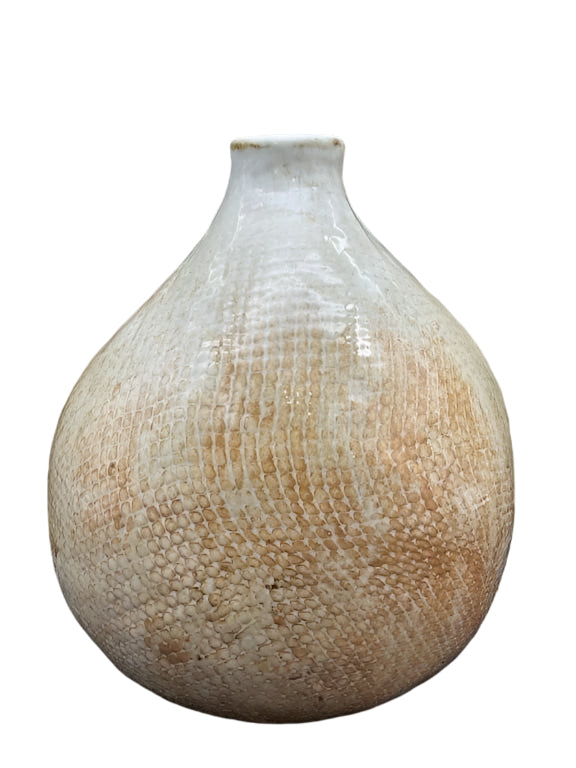Ceramic vase Round Base & Thin Neck - Snake skin pattern