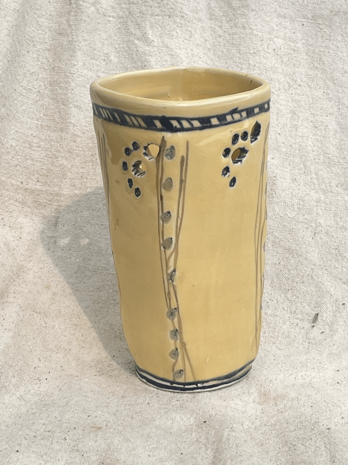 Mid Century Painted Pottery Vase (Signed Balliet)