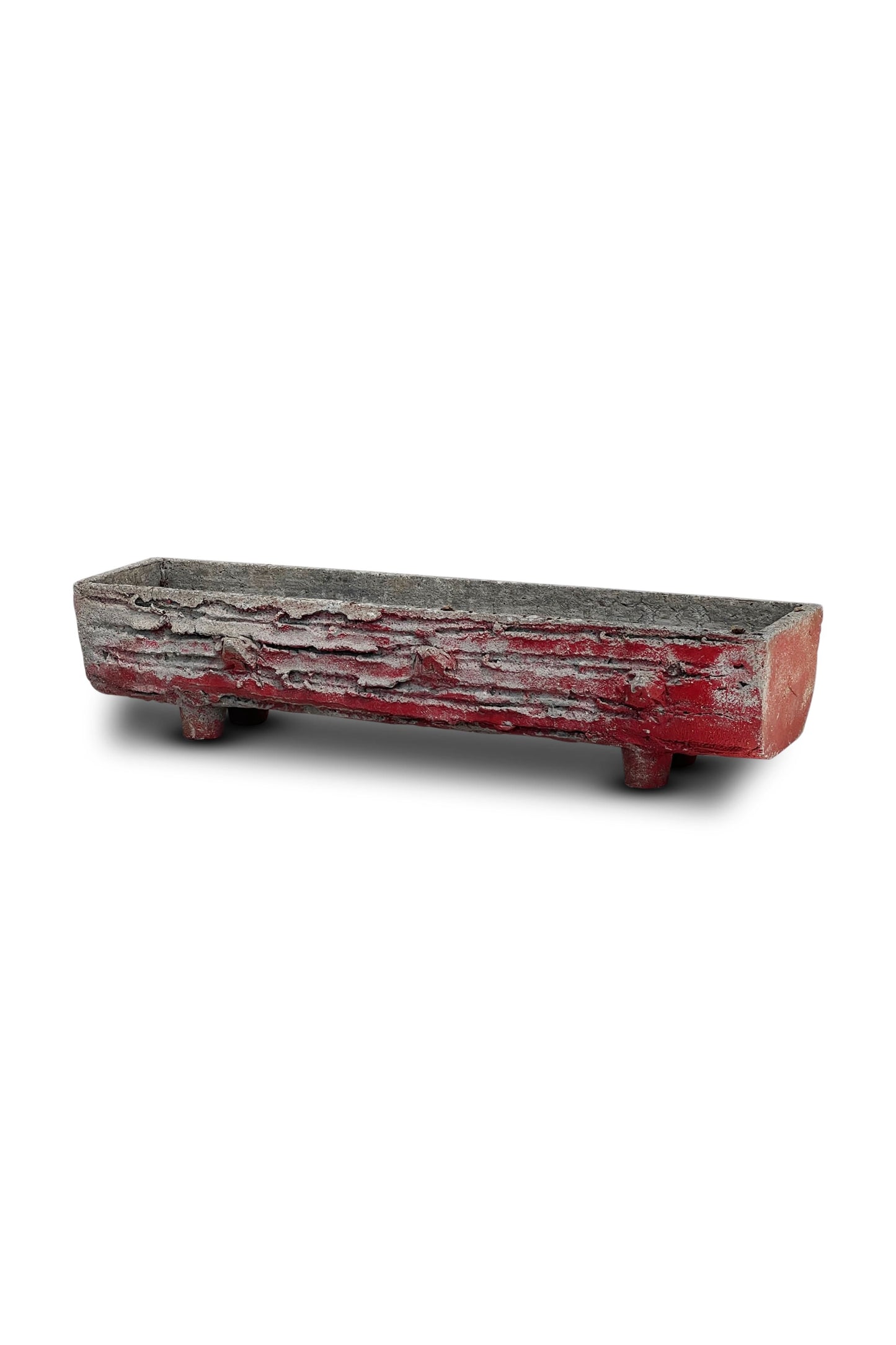 1960s French Faux Bois Trough Concrete Planter