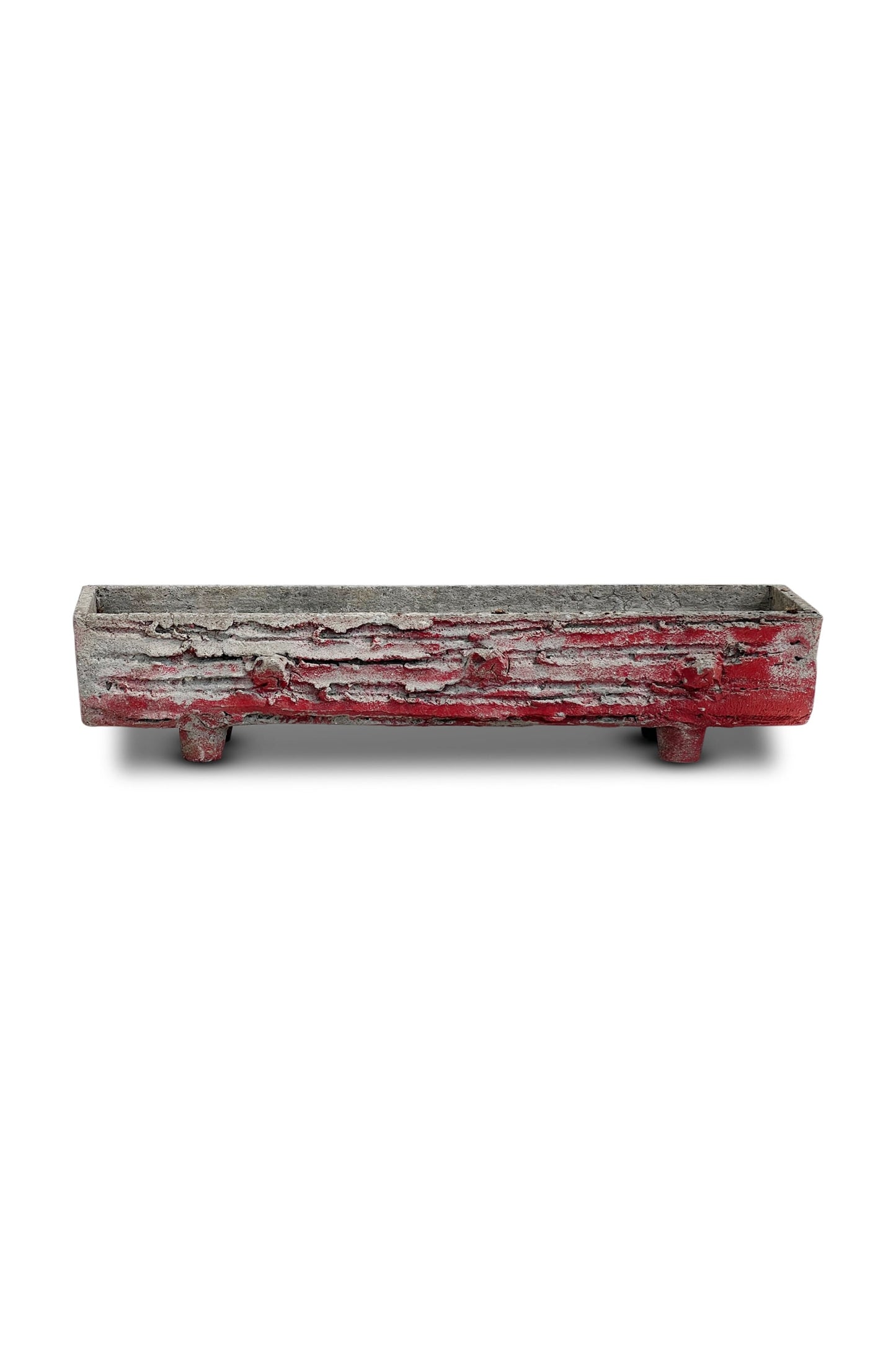 1960s French Faux Bois Trough Concrete Planter