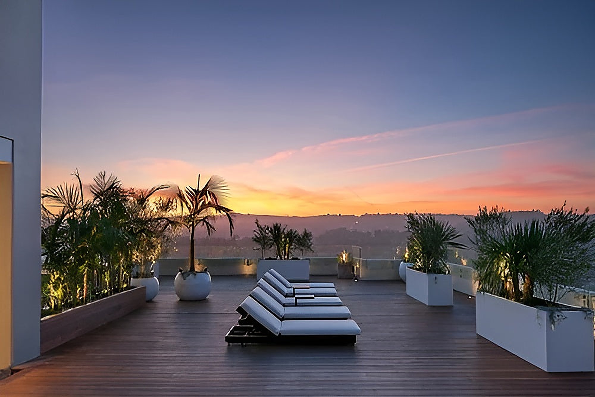 Wilshire Penthouse garden, Los Angeles landscape design by Hommes + Gardens, view 1