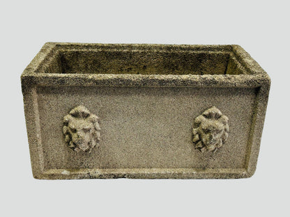Pair of Vintage Concrete Lion Head Planters