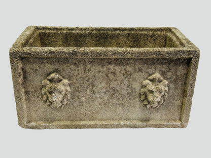 Pair of Vintage Concrete Lion Head Planters