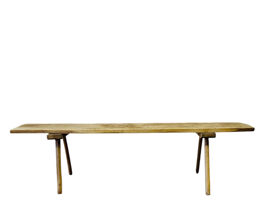 Antique European Rustic Butcher’s Bench – Handcrafted Bleached Wood Console or Bench