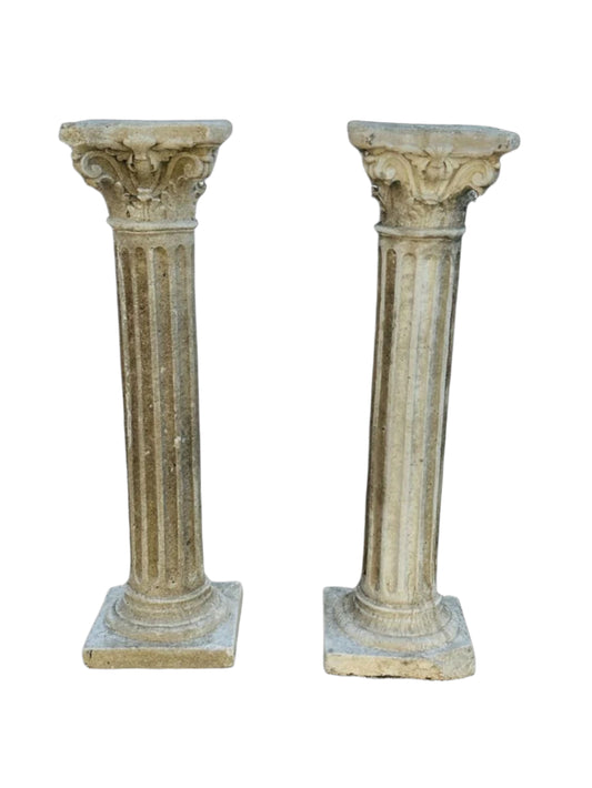 Pair of Grand Corinthian-Style Fluted Concrete Columns