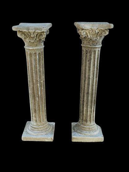 Pair of Grand Corinthian-Style Fluted Concrete Columns