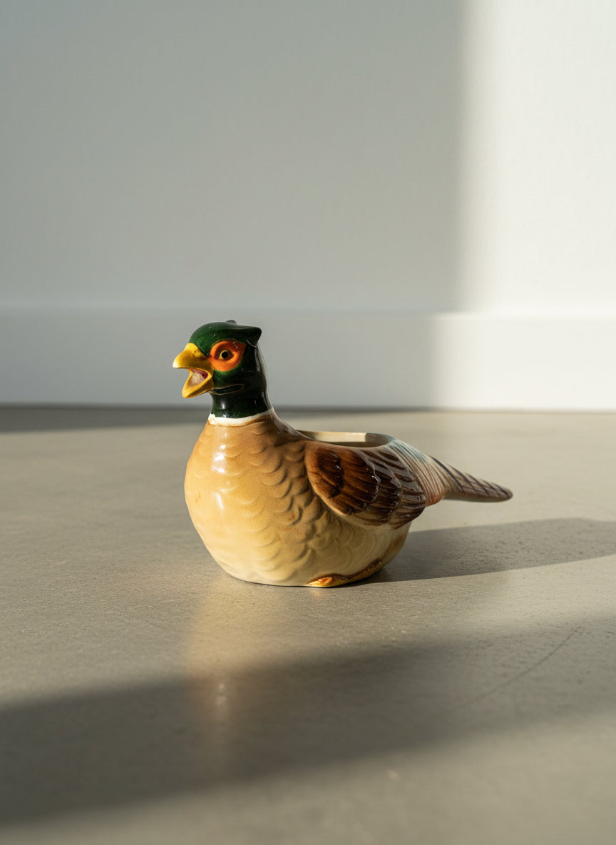 Vintage 1984 Otagiri Japan Handcrafted Pheasant Figural Ceramic Planter