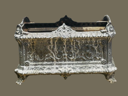Antique French Cast Iron Garden Urn – Ornate Planter with Aged Patina
