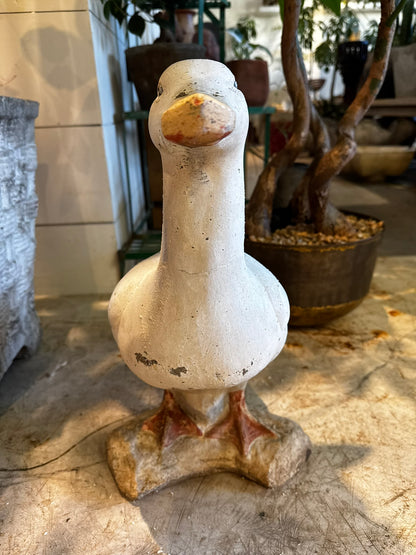 Vintage Handcrafted Concrete Duck Garden Sculpture – Rustic Outdoor Decor