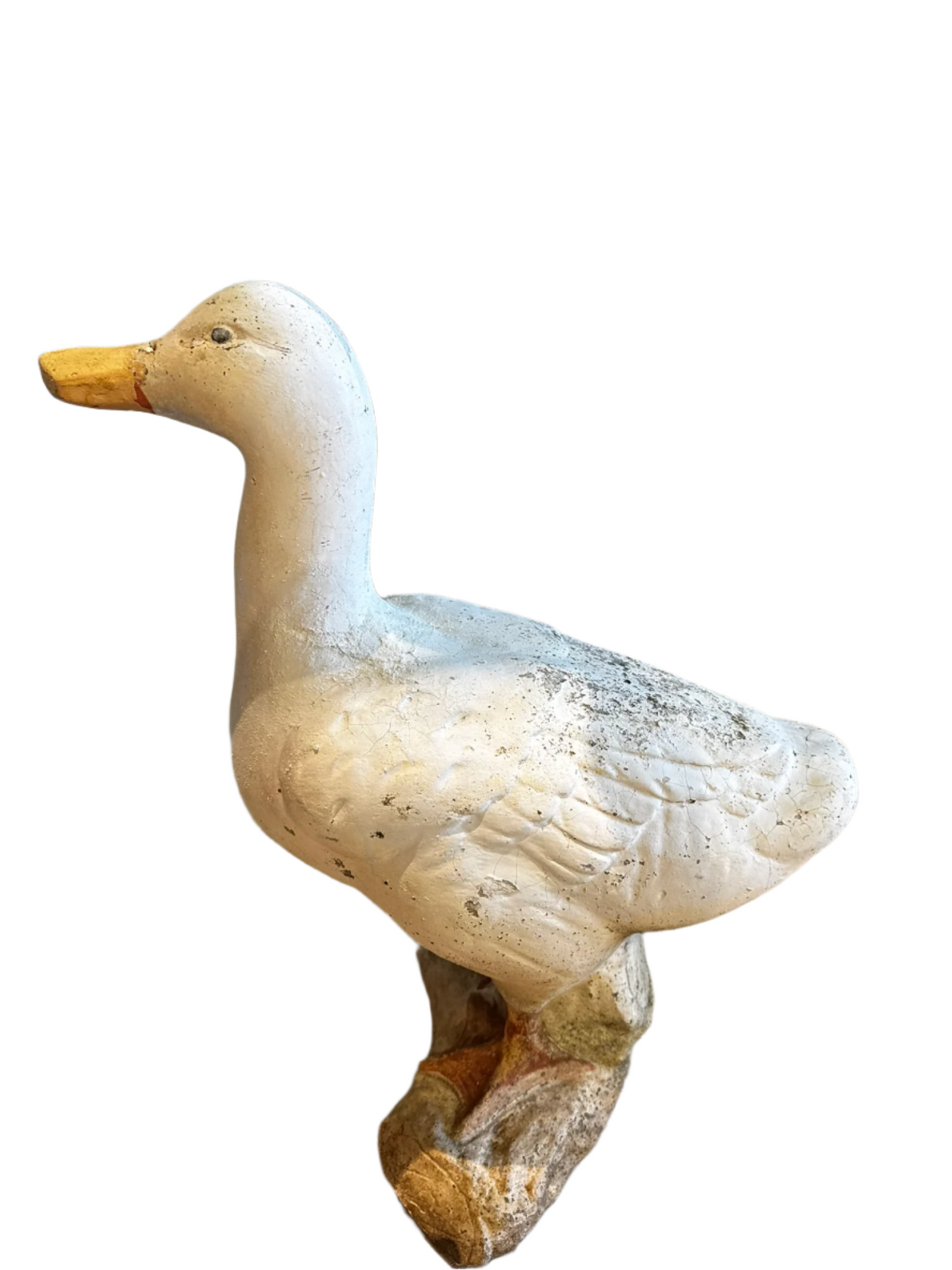 Vintage Handcrafted Concrete Duck Garden Sculpture – Rustic Outdoor Decor