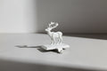 Antique-Style Cast Iron Stag Stocking Holder with Distressed White Finish, Rustic Mantel or Shelf Accent
