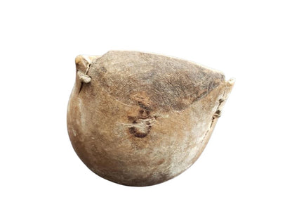 Antique 19th C. Primitive Hand-Carved Wooden Dough Bowl with Stitch Repairs – Rustic Americana Decor