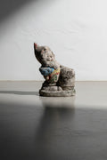 Antique 1970s Painted Concrete Garden Gnome with Barrel Statue