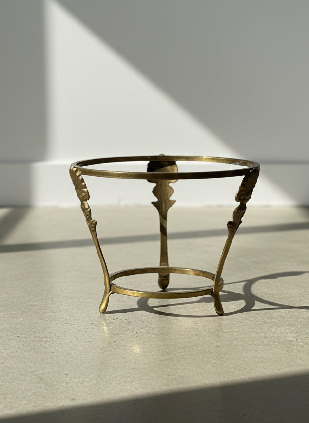 Antique Brass Tripod Shell-Motif Planter Stand