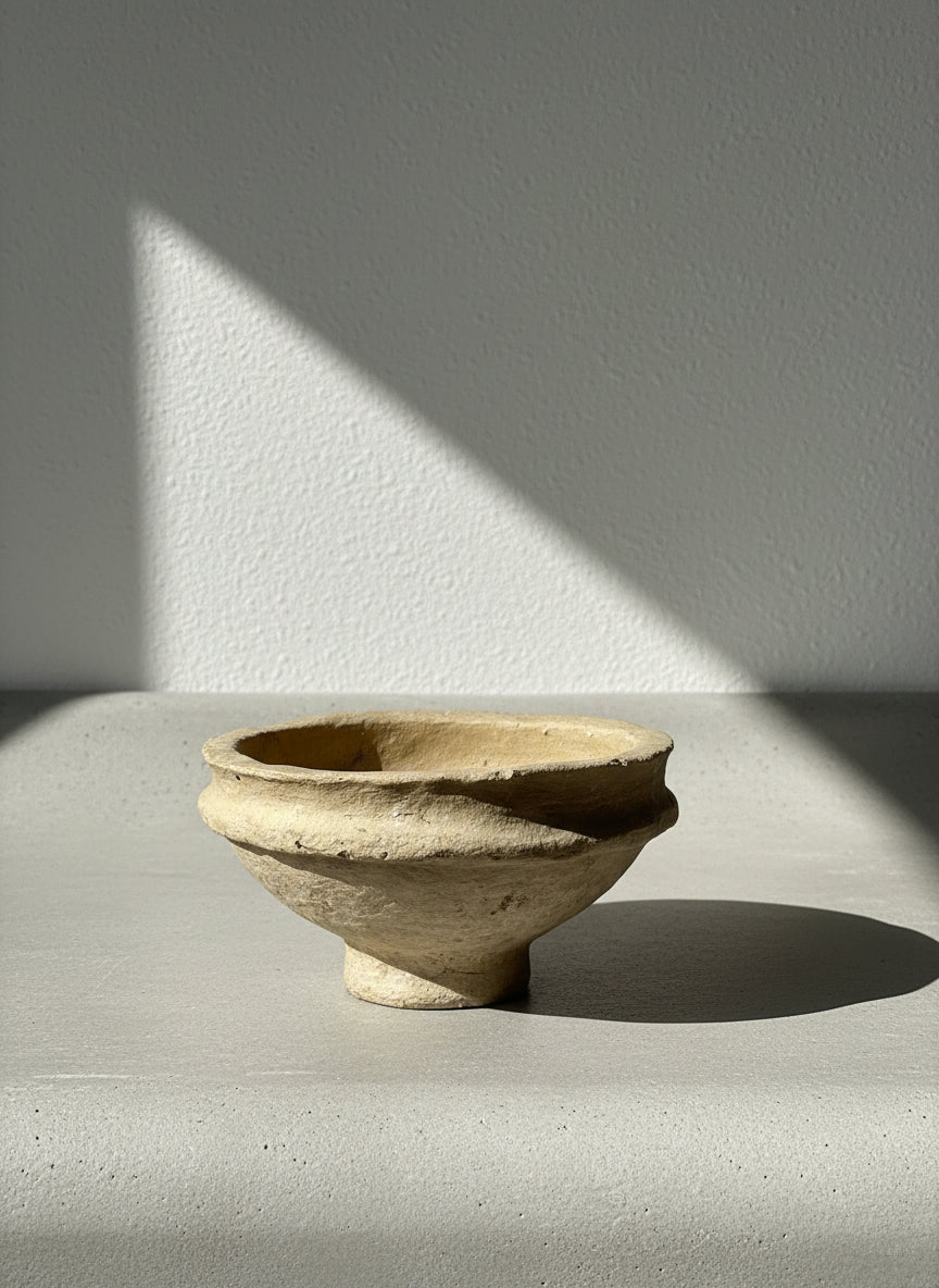 French Papier-Mâché Footed Bowl – Handcrafted Primitive Decorative