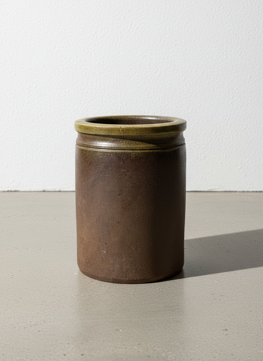 antique stoneware crock hand thrown rustic storage ja