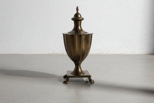 antique brass lidded urn neoclassical decor fluted body