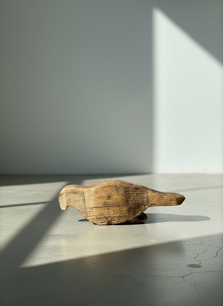 Antique Primitive Hand-Carved Wooden Bird Decoy Sculpture