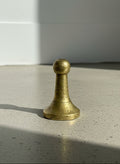Antique Solid Brass Pawn-Form Towel Brackets with Hand-Incised Detailing and Rich Aged Patina