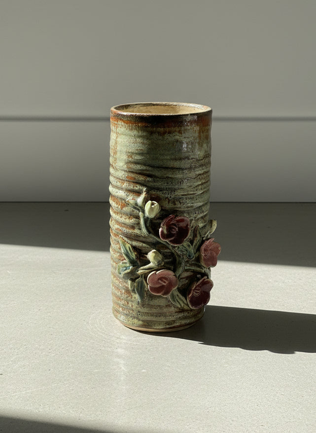 Bloomstone Artisan Vase Candle – Handcrafted Floral Ceramic with Double Wick