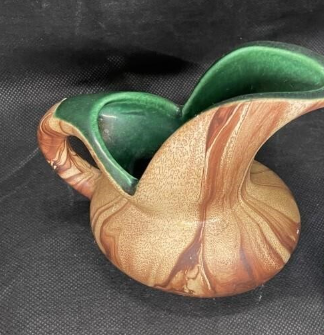 Vintage Green and Brown Wood-like Stained Ceramic Pottery Pitcher - by Rocky Mountain Pottery Co.