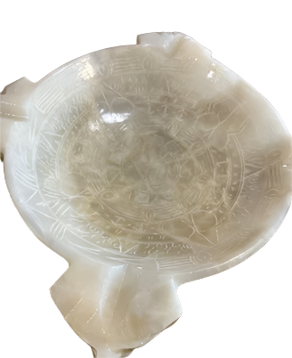 8 x 8 Vintage Hand-Carved Mayan Onyx Ashtray