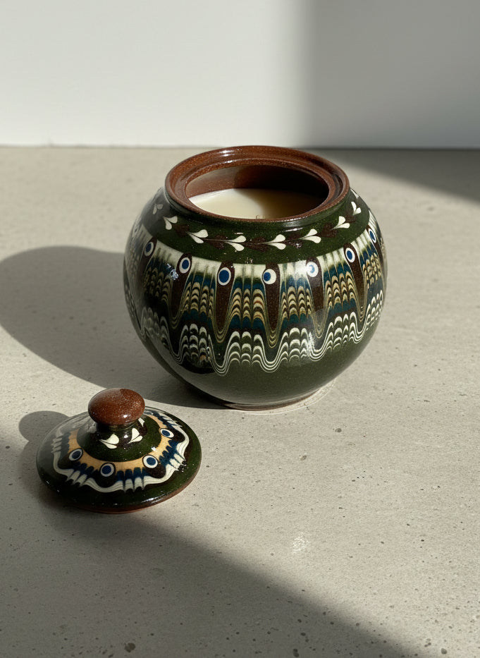 Carpathian Whispers Candle – Handcrafted Romanian Pottery Vessel