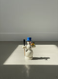 Charming Vintage Wooden Snowman Incense Smoker with Blue Top Hat, Broom & Perched Yellow Bird