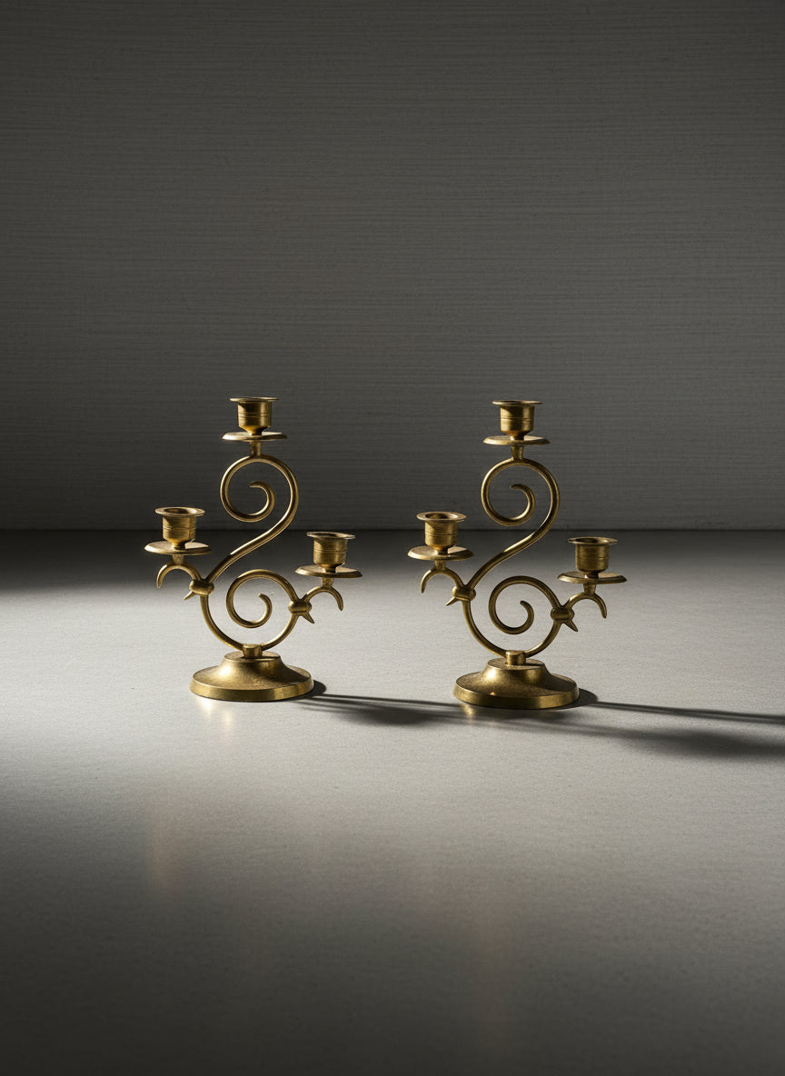 The Brass Scrollwork Candelabra Pair No. 12