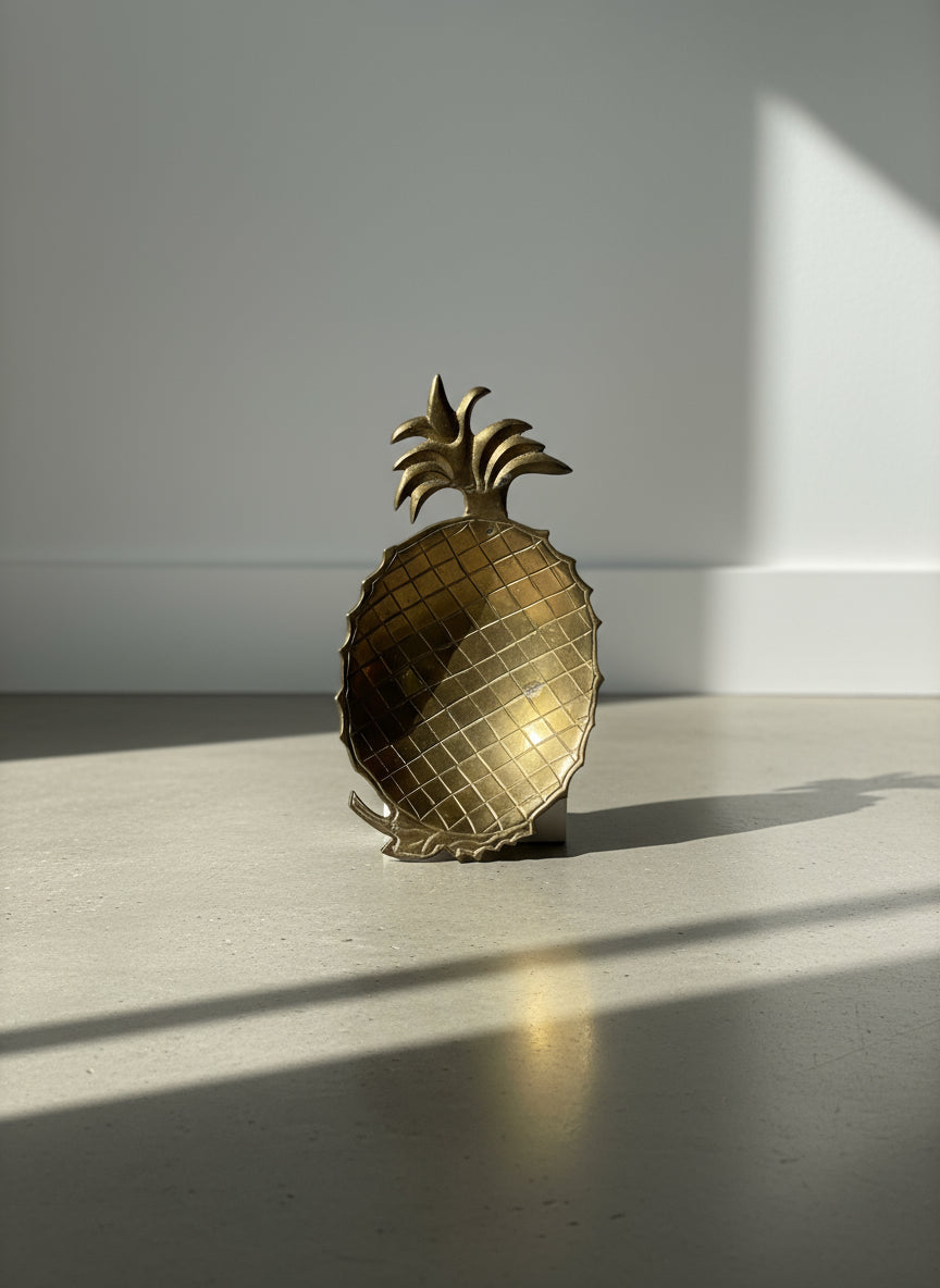 Elegant Mid-Century Solid Brass Pineapple Bowl  – Handcrafted Hollywood Regency
