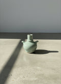 Elegant Pale Blue Studio Pottery Vase with Dual Sculpted Handles – Handcrafted Ceramic Art