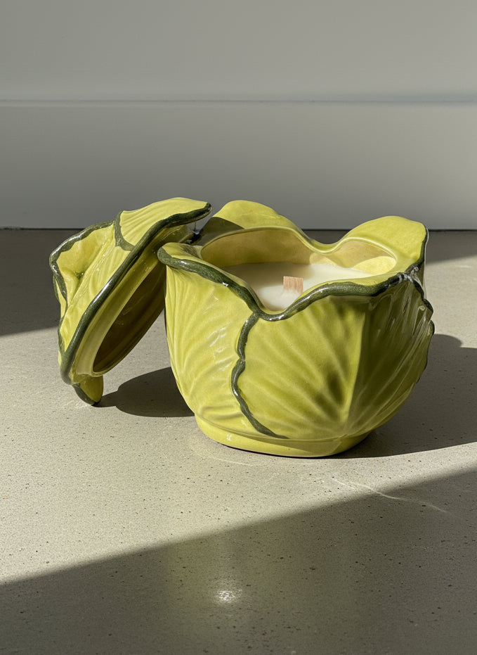 Garden Cabbage Candle – Whimsical Ceramic Jar