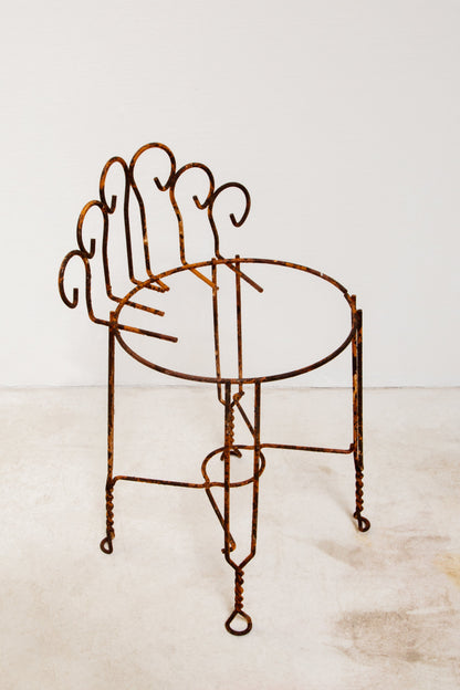 Mid-Century "Hollywood Regency" Wrought Iron Vanity Stool/Plant stand)