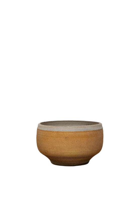 Mid Century Ribbed Stoneware Pot by Bob Kinzie