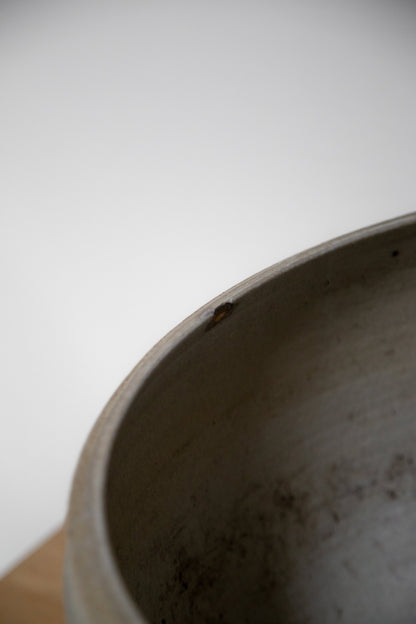 Mid Century Ribbed Stoneware Pot by Bob Kinzie