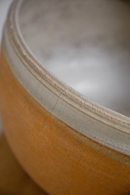 Mid Century Ribbed Stoneware Pot by Bob Kinzie