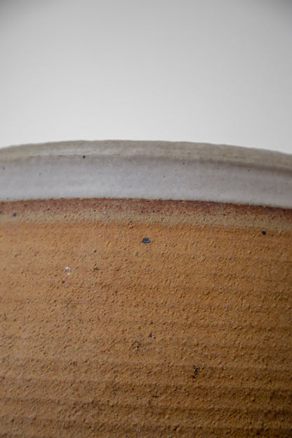 Mid Century Ribbed Stoneware Pot by Bob Kinzie