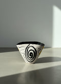 haller handarbeit abstract cone ceramic bowl with black spiral design