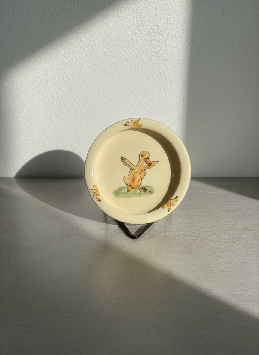 Hand-Painted Duck Motif Ceramic Plate