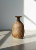 Handcrafted Mid-Century Studio Pottery Bottle Vase with Organic Textured Surface