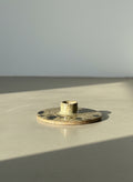 Handcrafted Mid-Century Studio Stoneware Candle Holder with Speckled Glaze and Minimalist Form