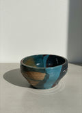 artisan teal rust glazed stoneware bowl handmade pottery