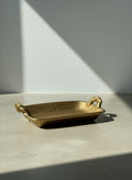 Vintage Gold Ceramic Display Tray with Twisted Handles | Decorative Catchall Tray