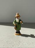 Vintage German Handcrafted Vintage Wooden Forest Santa Incense Smoker with Pinecones & Sack