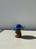 Handmade Blue Drip Glaze Mushroom Art Pottery Sculpture